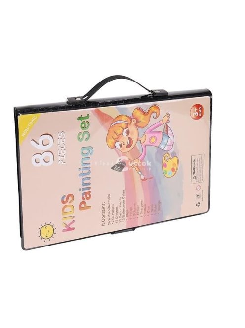 86 darabos művész készlet fekete tárolóban rajzoláshoz és festéshez