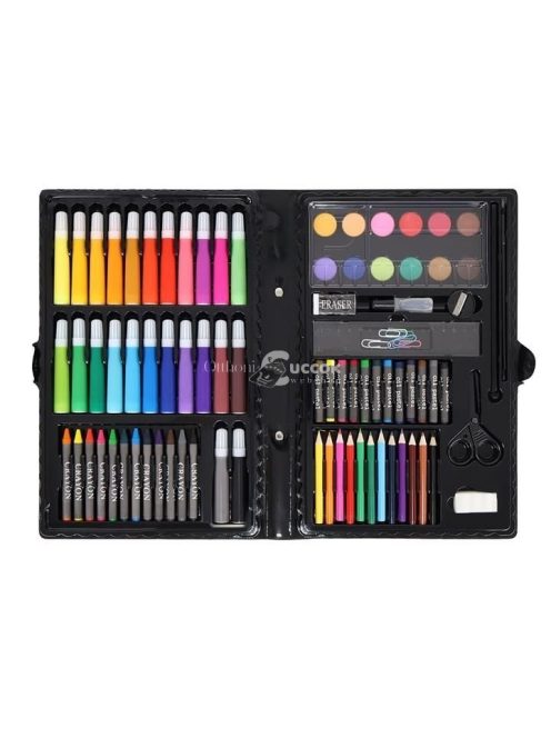 86 darabos művész készlet fekete tárolóban rajzoláshoz és festéshez