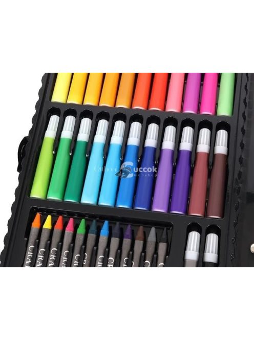 86 darabos művész készlet fekete tárolóban rajzoláshoz és festéshez