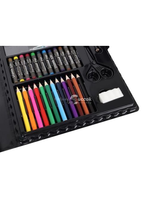 86 darabos művész készlet fekete tárolóban rajzoláshoz és festéshez