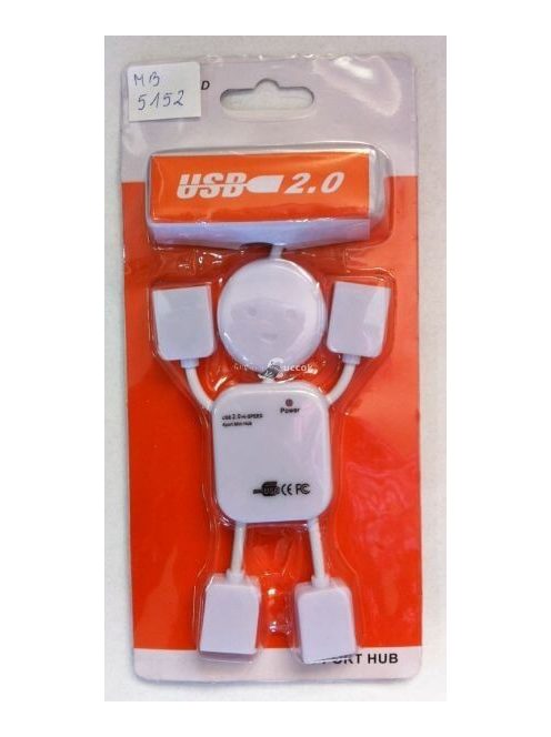 4 portos USB elosztó, emberke formájú, praktikus számítógép-kiegészítő