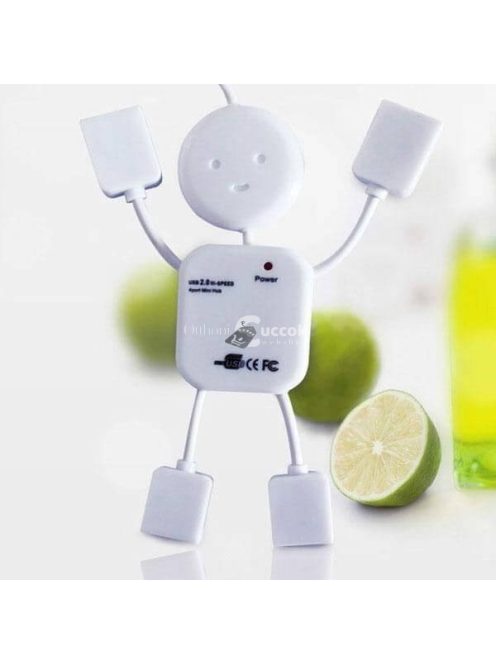 4 portos USB elosztó, emberke formájú, praktikus számítógép-kiegészítő
