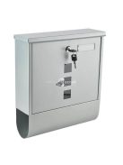 Acél postaláda plexi betekintővel, újságtartó rekesszel kültéri levelek és újságok tárolására