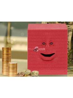   Pénzevő persely arckifejezéssel, piros színű, interaktív pénzgyűjtő játék gyerekeknek