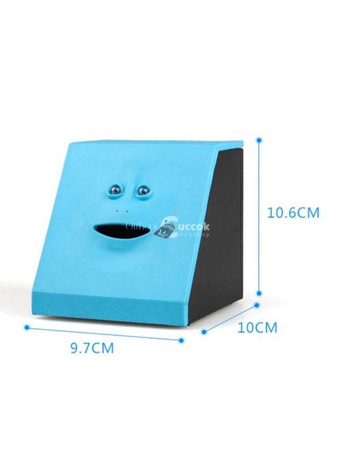 Pénzevő persely arckifejezéssel, piros színű, interaktív pénzgyűjtő játék gyerekeknek