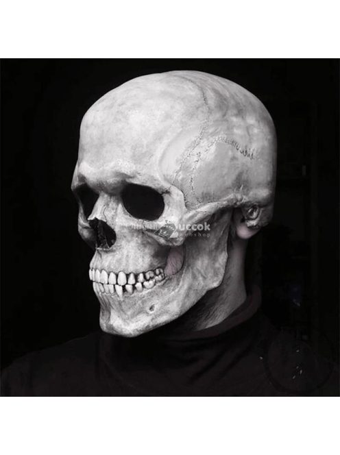 Világos koponya maszk mozgatható állkapoccsal Halloween jelmez kiegészítő
