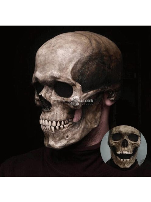 Világos koponya maszk mozgatható állkapoccsal Halloween jelmez kiegészítő