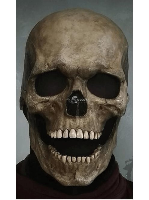 Világos koponya maszk mozgatható állkapoccsal Halloween jelmez kiegészítő