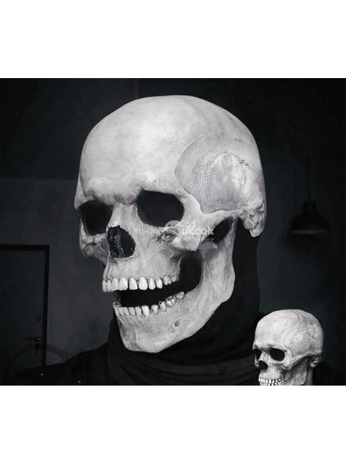 Világos koponya maszk mozgatható állkapoccsal Halloween jelmez kiegészítő