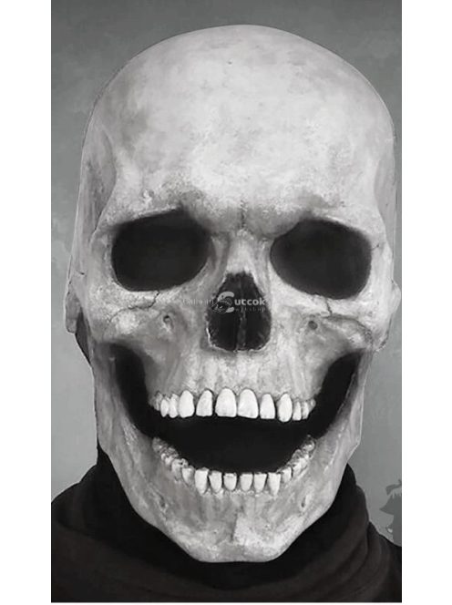 Világos koponya maszk mozgatható állkapoccsal Halloween jelmez kiegészítő
