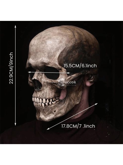 Világos koponya maszk mozgatható állkapoccsal Halloween jelmez kiegészítő