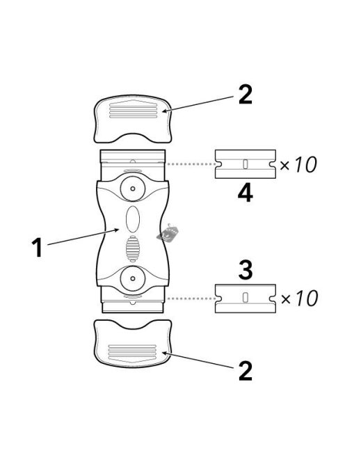 Többcélú kaparó eszköz kétféle pengével, citromsárga színben, különböző felületek tisztításához és karbantartásához