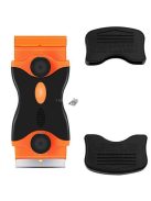 Többcélú kaparó eszköz kétféle pengével, citromsárga színben, különböző felületek tisztításához és karbantartásához