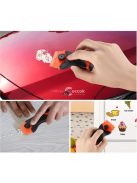 Többcélú kaparó eszköz kétféle pengével, citromsárga színben, különböző felületek tisztításához és karbantartásához