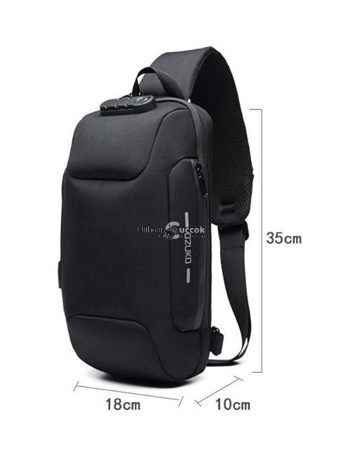 OZUKO lopásbiztos biztonsági záras városi hátizsák (18×10×35 cm) Fekete