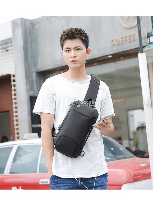 OZUKO lopásbiztos biztonsági záras városi hátizsák (18×10×35 cm) Fekete