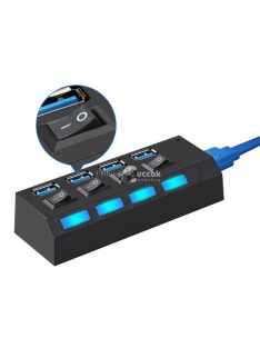   4 portos USB elosztó beépített kapcsolókkal, többeszközös csatlakoztatáshoz