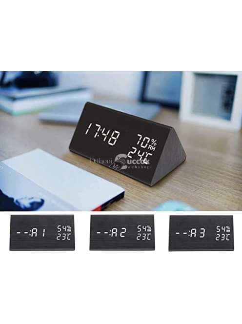 Digitális ébresztőóra pára- és hőmérsékletmérő funkcióval, időzítővel és háttérvilágítással