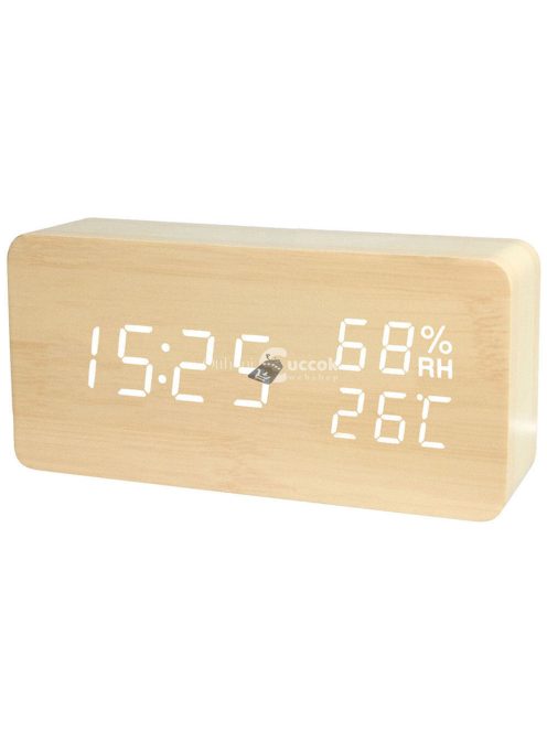 Digitális ébresztőóra hőmérséklet- és páratartalom-kijelzővel, modern dizájnnal