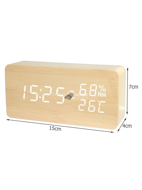 Digitális ébresztőóra hőmérséklet- és páratartalom-kijelzővel, modern dizájnnal