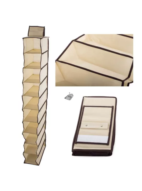 Ruhásszekrény Lógó Szervező 10 Polcos Tároló Rendszerrel