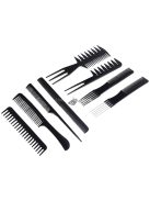 Professzionális fodrász fésű készlet, 10 darabos hajformázó és vágó eszköz szett