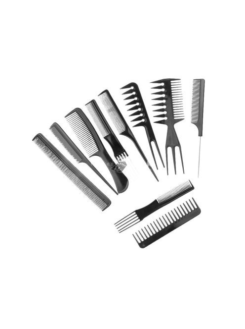 Professzionális fodrász fésű készlet, 10 darabos hajformázó és vágó eszköz szett