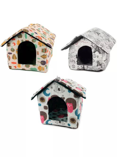 Beltéri használatra alkalmas közepes méretű "Párizs" kutya és macska házikó