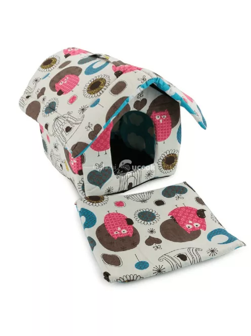 Beltéri használatra alkalmas közepes méretű "Párizs" kutya és macska házikó