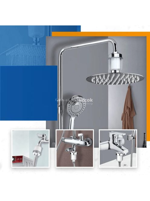 Zuhanyra szerelhető vízszűrő klór- és szennyeződés eltávolítására