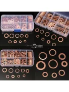 Réz tömítő alátét készlet, 200 db-os, átlátszó tárolódobozban