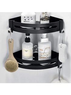   Fekete sarok zuhanypolc fürdőszobai tároláshoz, 20x29x4,5 cm