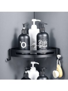   Fekete sarok zuhanypolc fürdőszobai tároláshoz, 20x29x4,5 cm