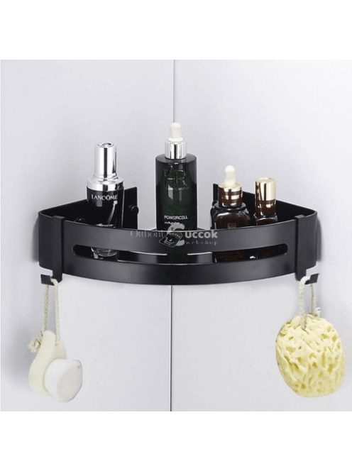 Fekete sarok zuhanypolc fürdőszobai tároláshoz, 20x29x4,5 cm