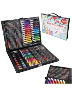   Iso Trade 168 darabos festőkészlet praktikus bőröndben, fekete színben