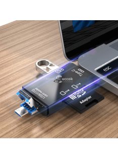   USB C - USB A csatlakozású microSD kártya olvasó, hordozható adattároló eszköz kompatibilitással