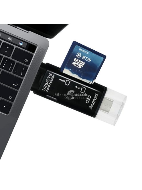 USB C - USB A csatlakozású microSD kártya olvasó, hordozható adattároló eszköz kompatibilitással