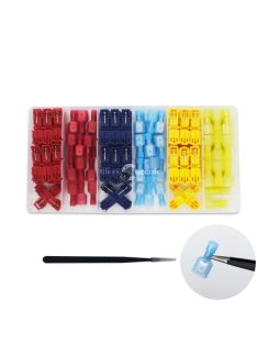   120 darabos T-típusú elektromos vezeték csatlakozó készlet, műanyag, többszínű kivitelben