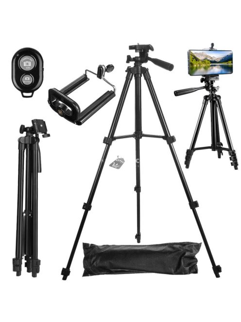 Bluetooth távirányítós tripod, 3 méretre állítható, fotózáshoz és videózáshoz