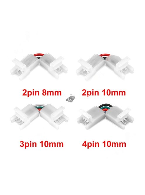 RGB LED szalag kapcsoló szett, többféle pin konfigurációval (2/3/4 pin, 8/10 mm) és 2 pin 8 mm opcióval