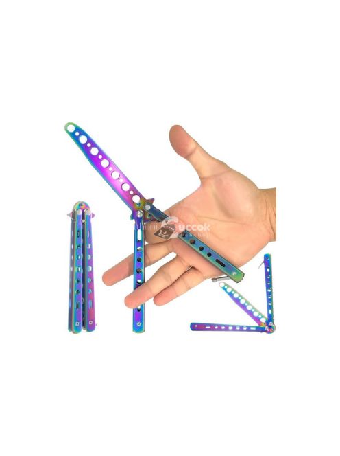 Gyakorló pillangókés kaméleon színben - biztonságos edző eszköz kezdőknek és haladóknak