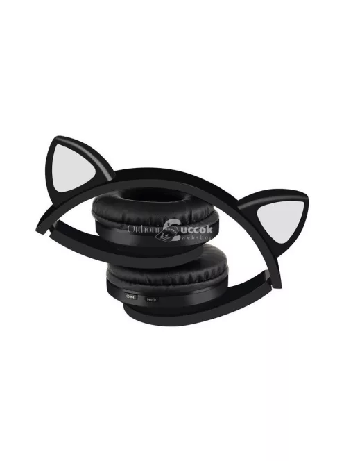 Cicafüles Bluetooth vezeték nélküli fejhallgató - fekete, divatos hangzásélményhez
