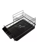 Két szintes rozsdamentes acél edényszárító állvány konyhai eszközökhöz