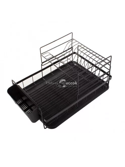 Két szintes rozsdamentes acél edényszárító állvány konyhai eszközökhöz