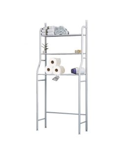   Többszintes tárolópolc rendszer mosógép fölé, helytakarékos fürdőszobai megoldás