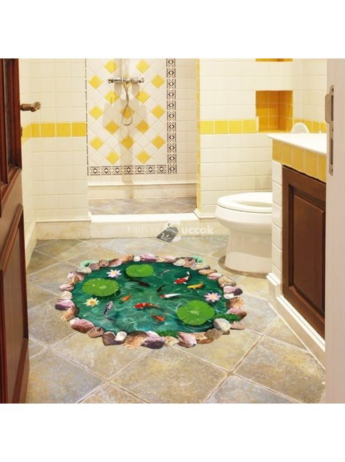 Öntapadós padlómatrica kerti tó mintával, dekoratív padlóburkolat