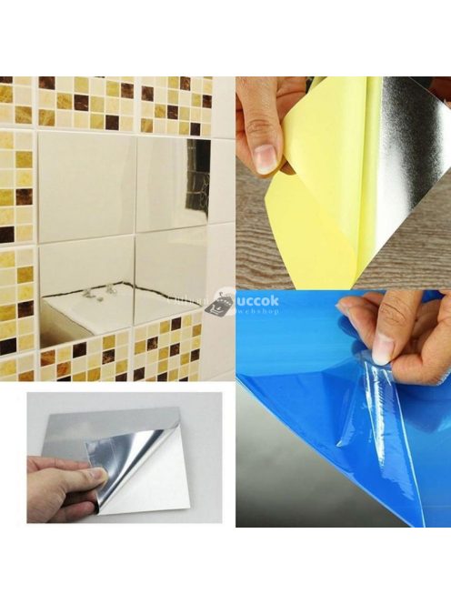 Öntapadós dekoratív tükör matrica fólia szett, 16 db