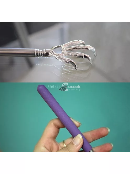 Teleszkópos, rozsdamentes acél hátvakaró ergonomikus kialakítással