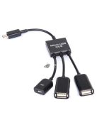 3 az 1-ben Micro USB HUB Dupla USB 2.0 OTG Adapter Okostelefonokhoz és Táblagépekhez
