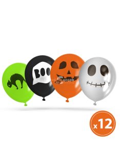   Family Halloween-i dekorációs lufi szett - 4 különböző dizájn - 12 darabos csomag